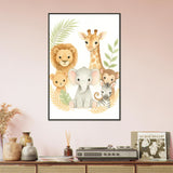 Safari Friends – Nursery Metal Framed Poster Gift - - Metal Framed Posters