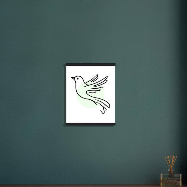 Serene Wings - Bird Art Poster with Magnetic Wooden Hanger - - Posters With Hanger