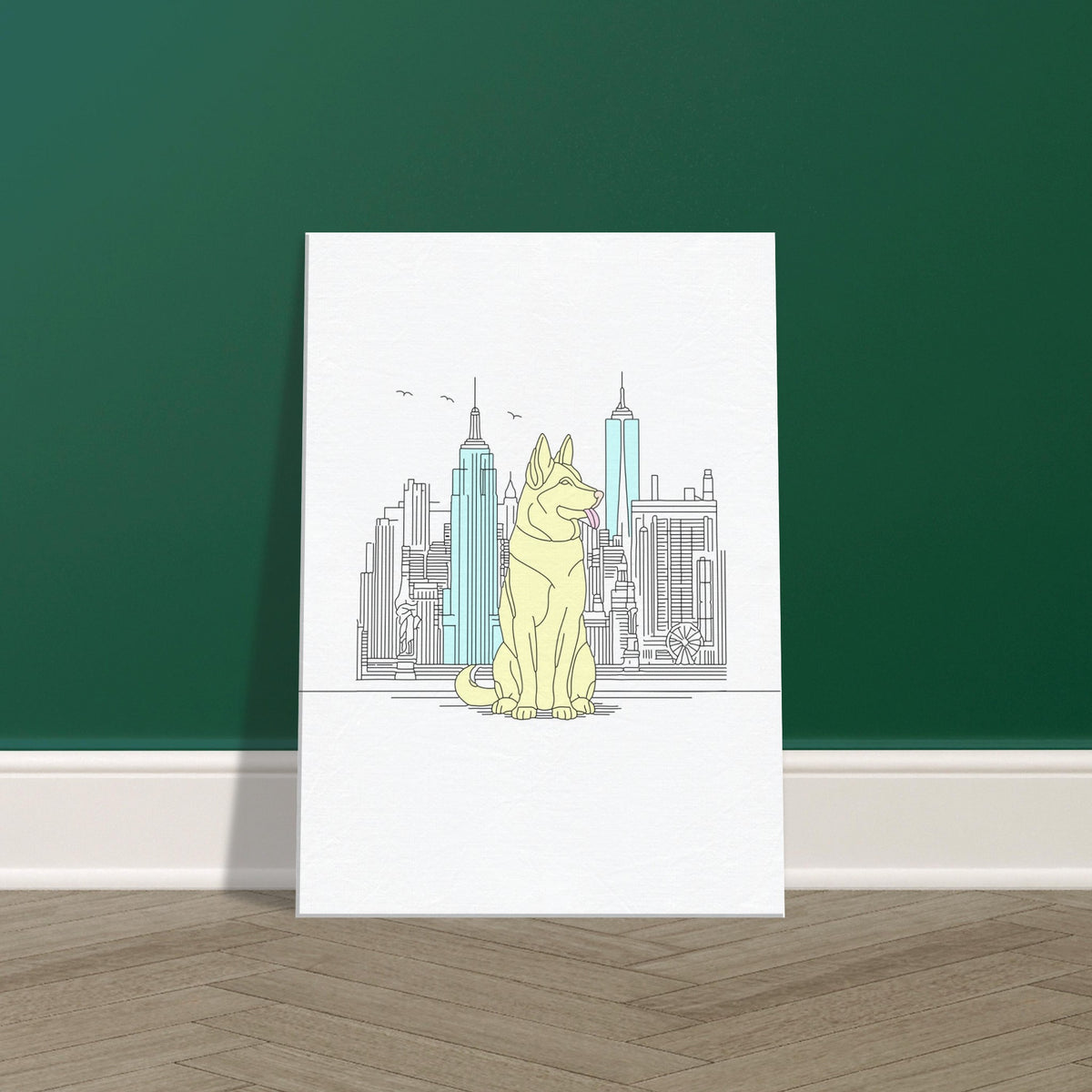 Urban Paws - Dog and Cityscape Canvas - 50x70 cm 20x28″ - Canvas Prints