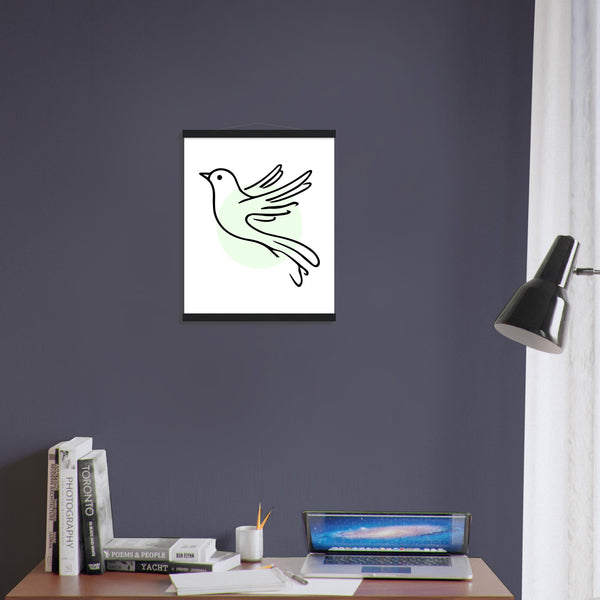 Serene Wings - Bird Art Poster with Magnetic Wooden Hanger - - Posters With Hanger