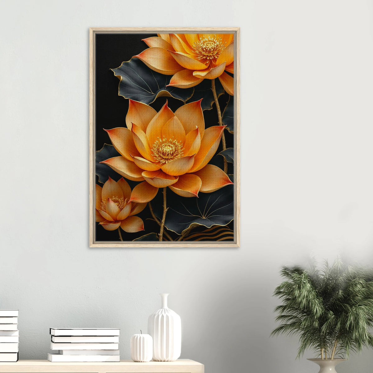 Golden Bloom Framed Canvas – A Memorable Gift - Wood frame - Canvas