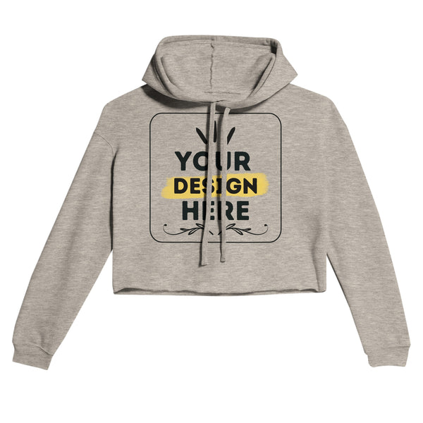 Effortless Elegance - Women's Customizable Cropped Hoodie - Heather Dust - Hoodies