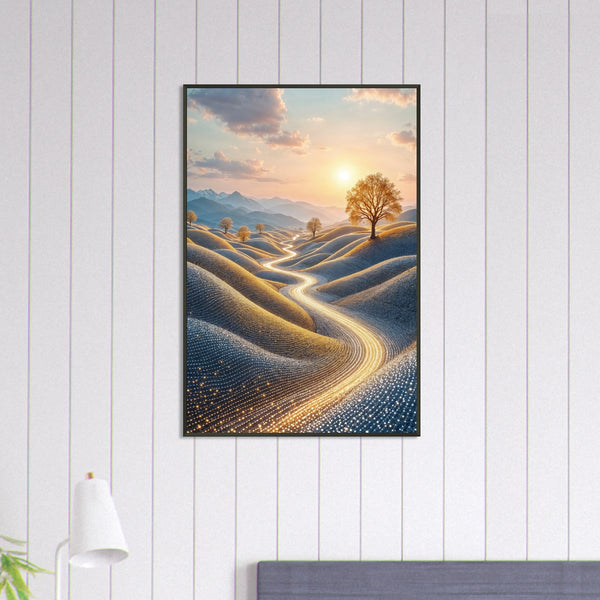 Golden Path to Tranquility - Framed Memory Art - 60x90 cm 24x36″ - Metal Framed Posters