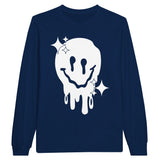 Grim Grin - Dripping Smiley Skeleton Apparel - Navy - Sweatshirt