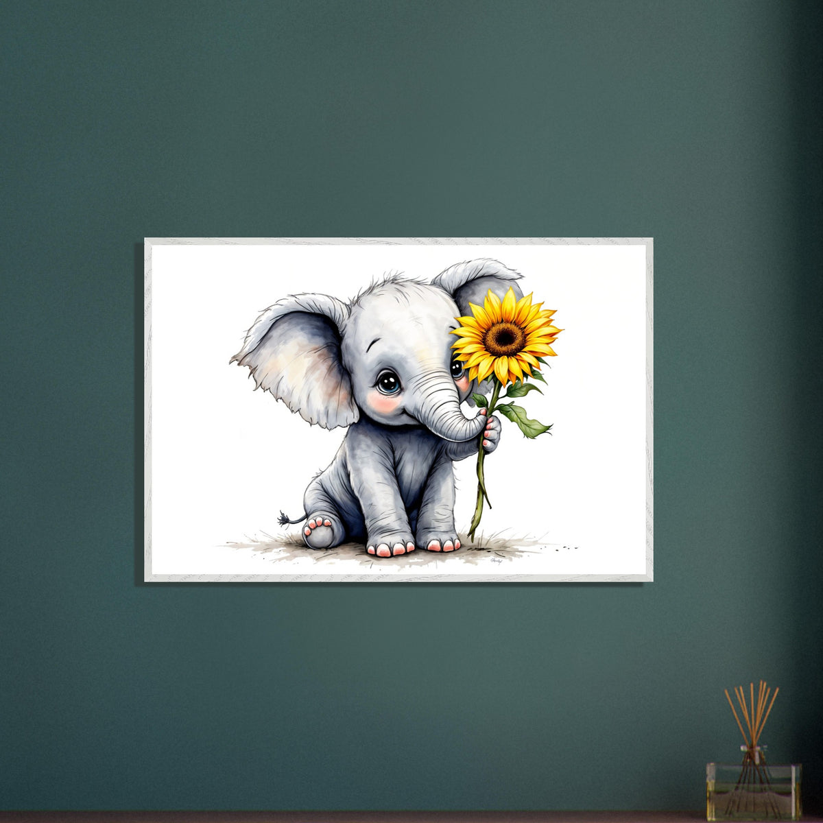 Baby Elephant Blooms - Whimsical Nature Decor - - Framed Posters
