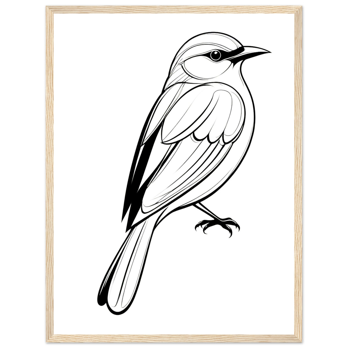 Serenity in Lines - Framed Bird Poster - 45x60 cm 18x24″ Wood frame - Framed Posters