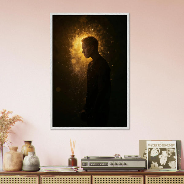 Golden Thought – Framed Art Gift - White frame - Wooden Framed Posters