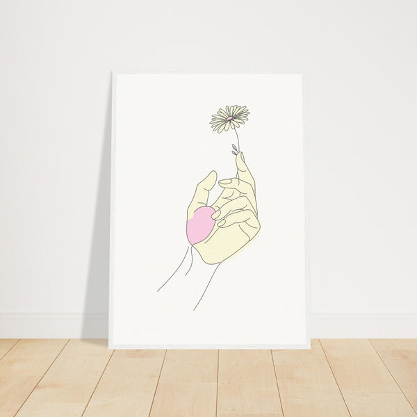 Artistic Grace - Hand & Flower Poster in Pine Wood Frame - 50x70 cm 20x28″ White frame - Wooden Framed Posters