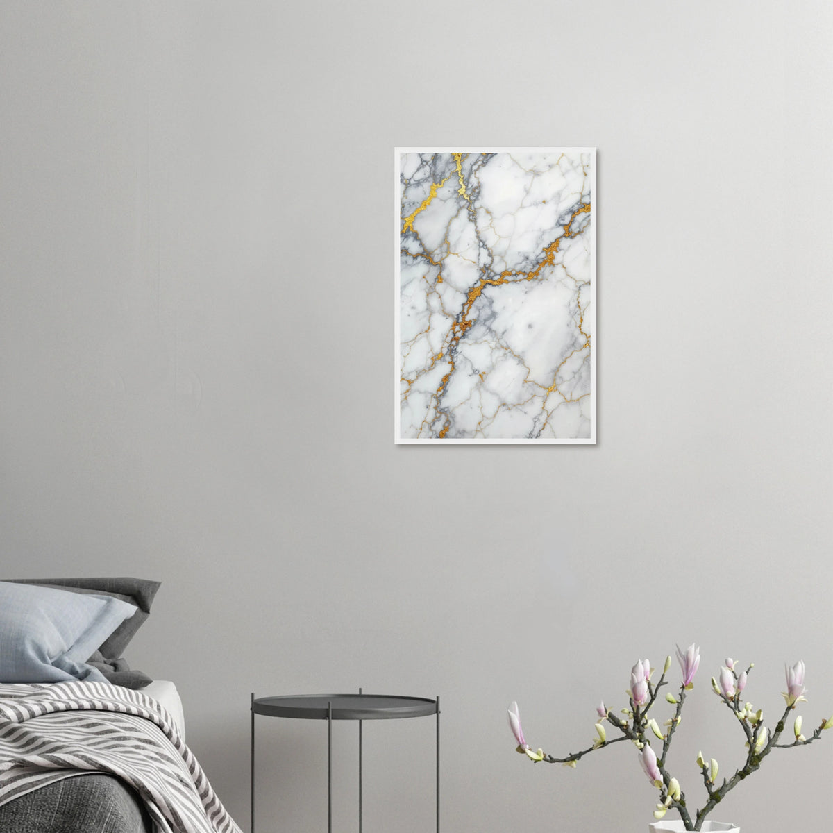 Gilded Marble - Luxury Texture Framed Poster - 40x60 cm 16x24″ White frame - Wooden Framed Posters