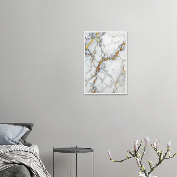 Gilded Marble - Luxury Texture Framed Poster - 40x60 cm 16x24″ White frame - Wooden Framed Posters