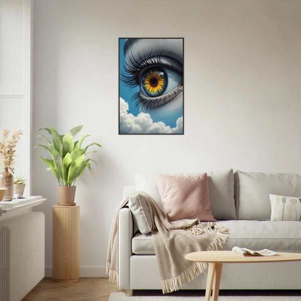 Sunflower Vision - A Window to Joyful Memories - 60x90 cm 24x36″ - Metal Framed Posters