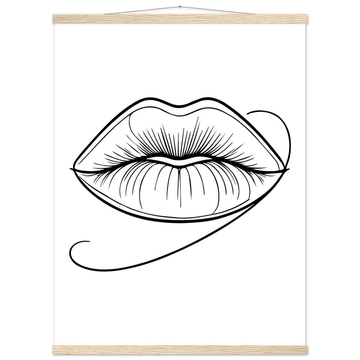 Lips of Expression - Minimalist Art on Premium Poster - 60x80 cm 24x32″ Natural wood wall hanger - Posters With Hanger