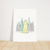 Urban Companion - Dog and Cityscape Art - 50x70 cm 20x28″ White frame - Wooden Framed Posters