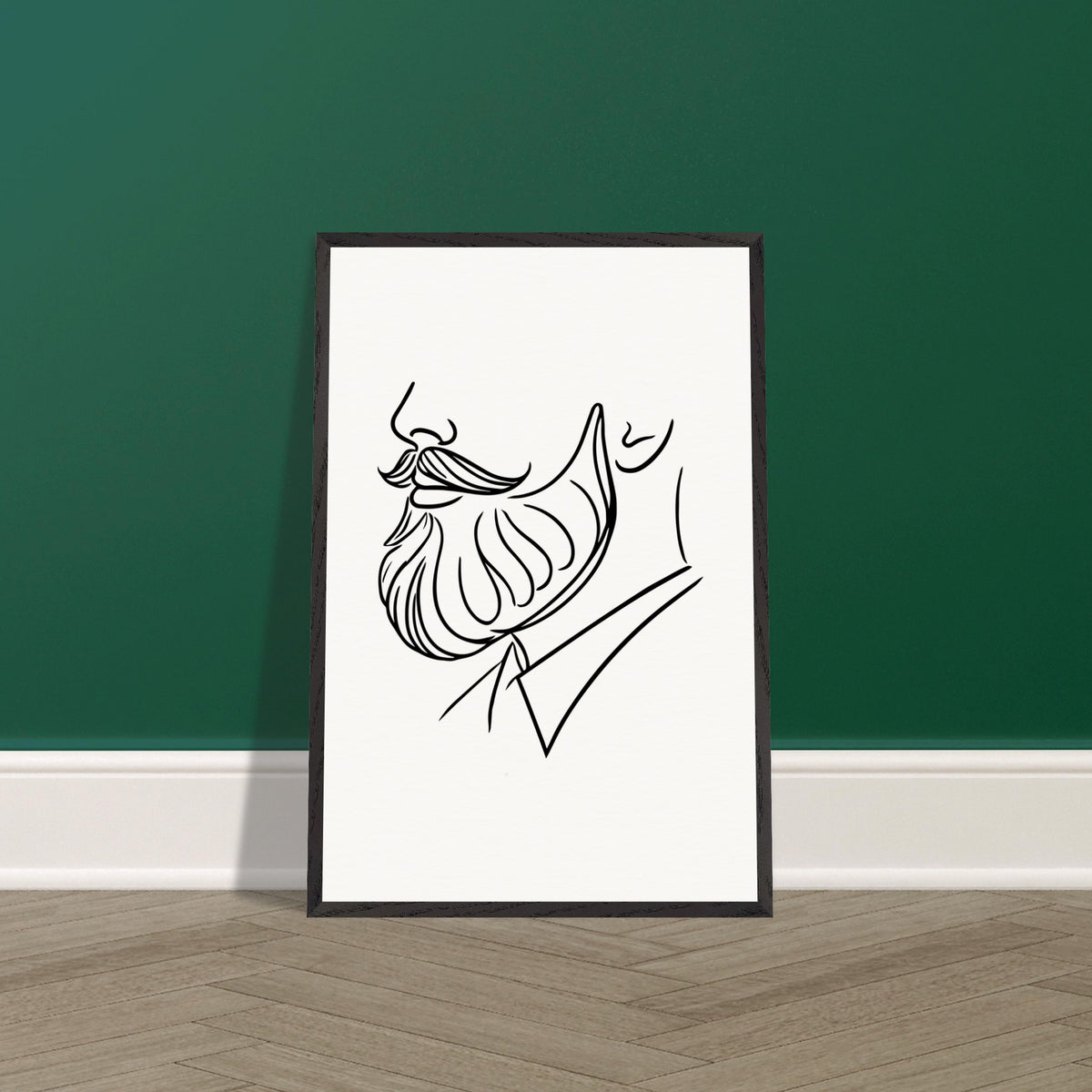 Beard and Bow - A Minimalist Tribute to Style - - Wooden Framed Posters