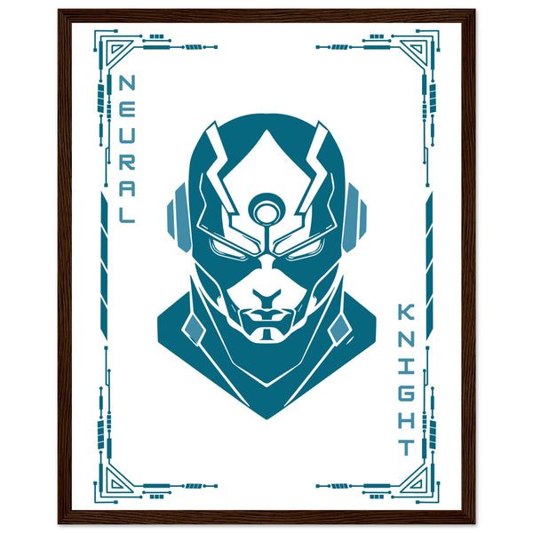 Transform Your Space - "Proton, Neural, Quantum Knights" Poster Set - 40x50 cm 16x20″ Dark wood frame Neural Knight - Wooden Framed Posters