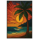 Metal Framed Poster – Stained-Glass Sunset Art - - Metal Framed Posters