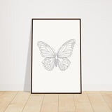 Butterfly Grace - Framed Minimalist Art - 60x90 cm 24x36″ Dark wood frame - Wooden Framed Posters