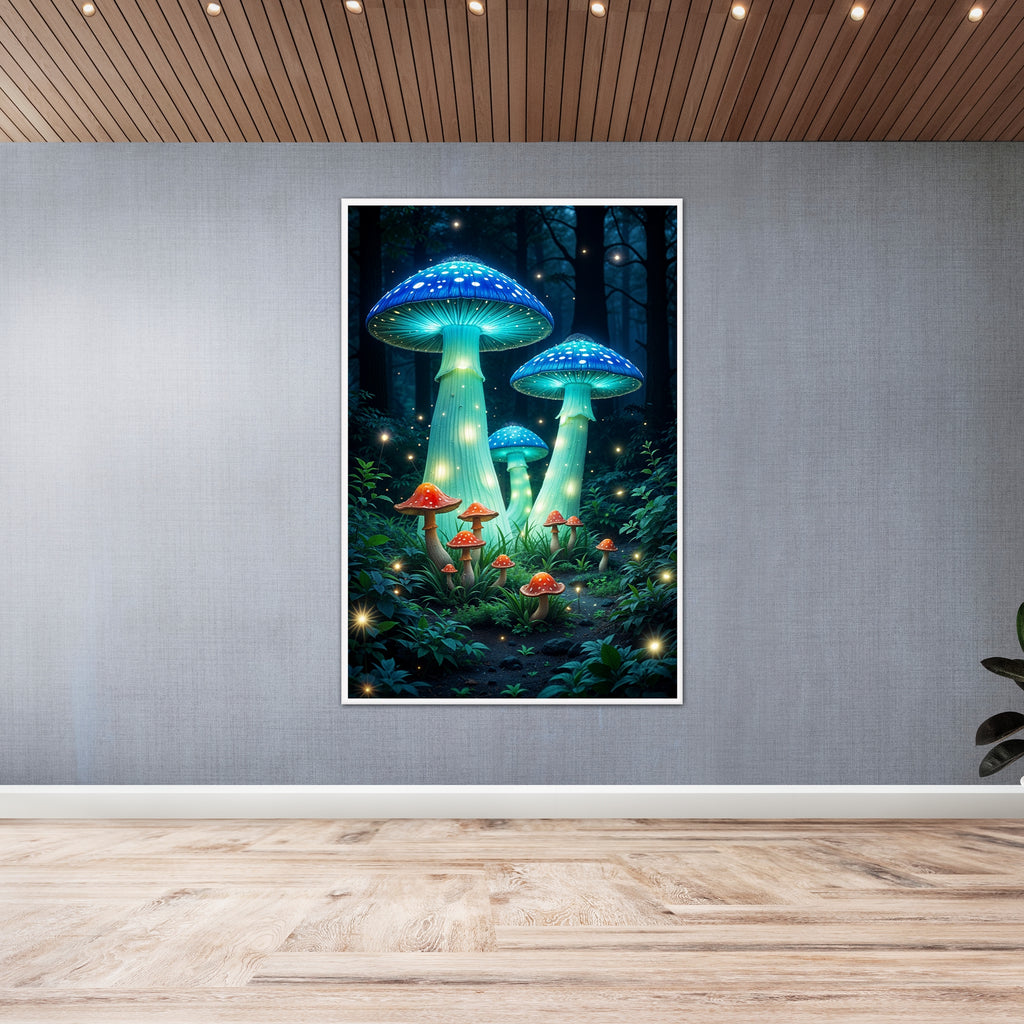 Mystical Mushrooms in Moonlight - - Framed Posters