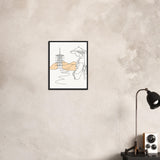 Serene Japanese Elegance - Framed Line Art - - Wooden Framed Posters