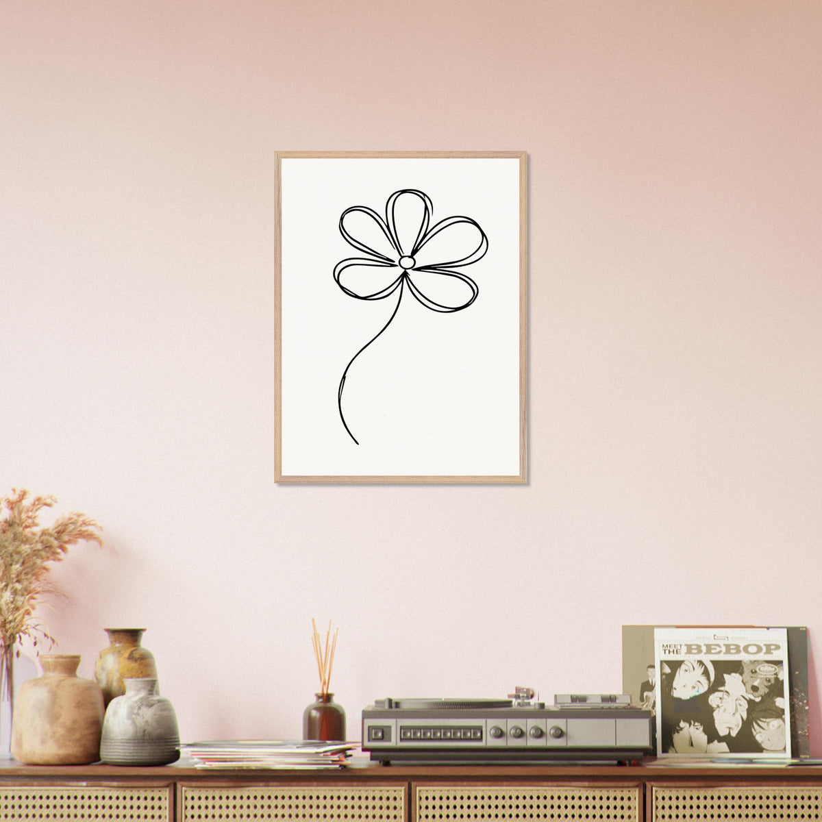 Simplicity in Bloom - Vintage-Inspired Floral Art - 45x60 cm 18x24″ Wood frame - Wooden Framed Posters