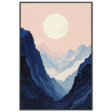Mountain Serenity - Minimalist Landscape Framed Poster - - Metal Framed Posters