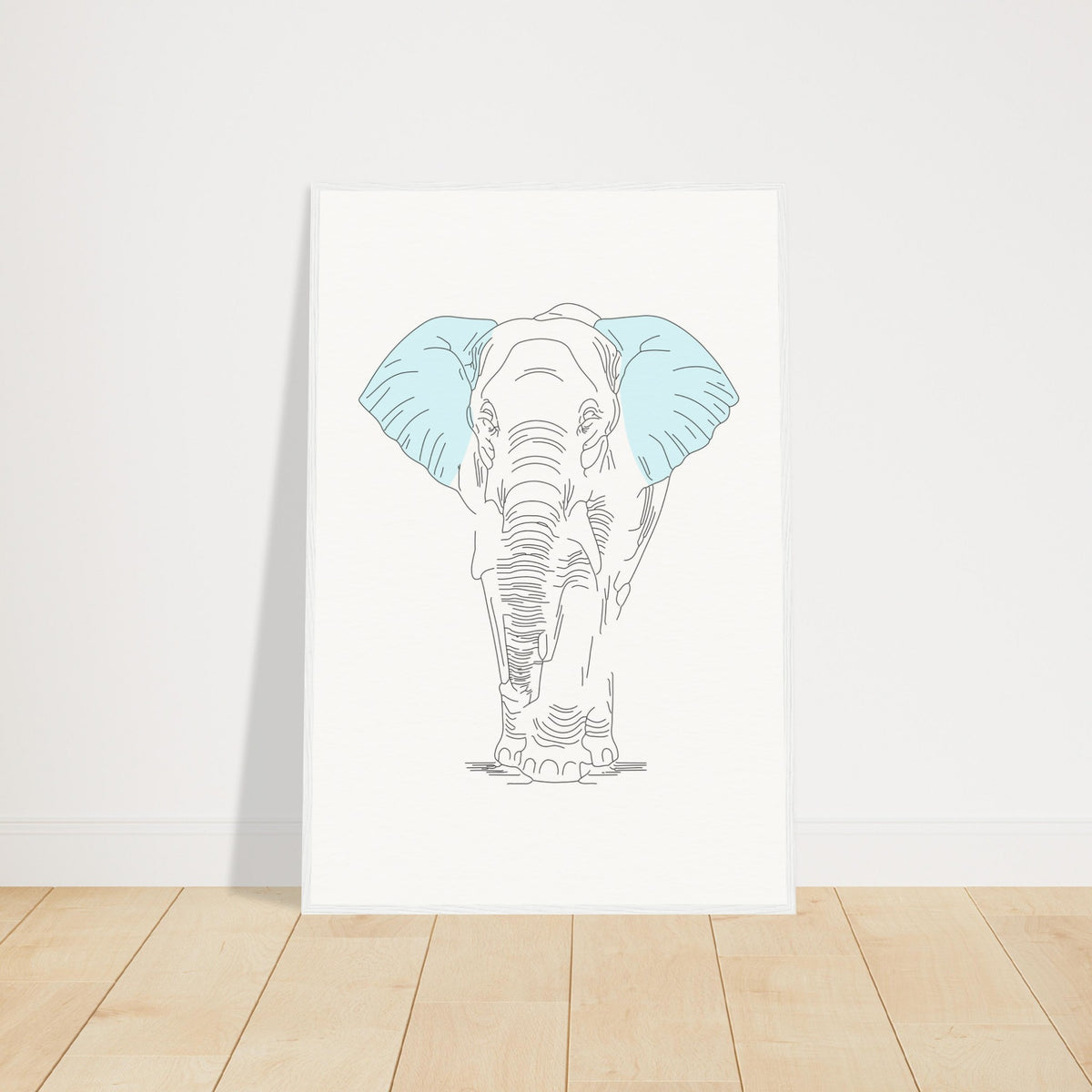 Sublime Serenity - Elephant in Pastel - 60x90 cm 24x36″ White frame - Wooden Framed Posters