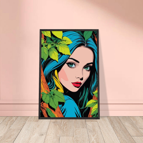 Premium Nature's Elegance - The Blue-Haired Muse - - Wooden Framed Posters