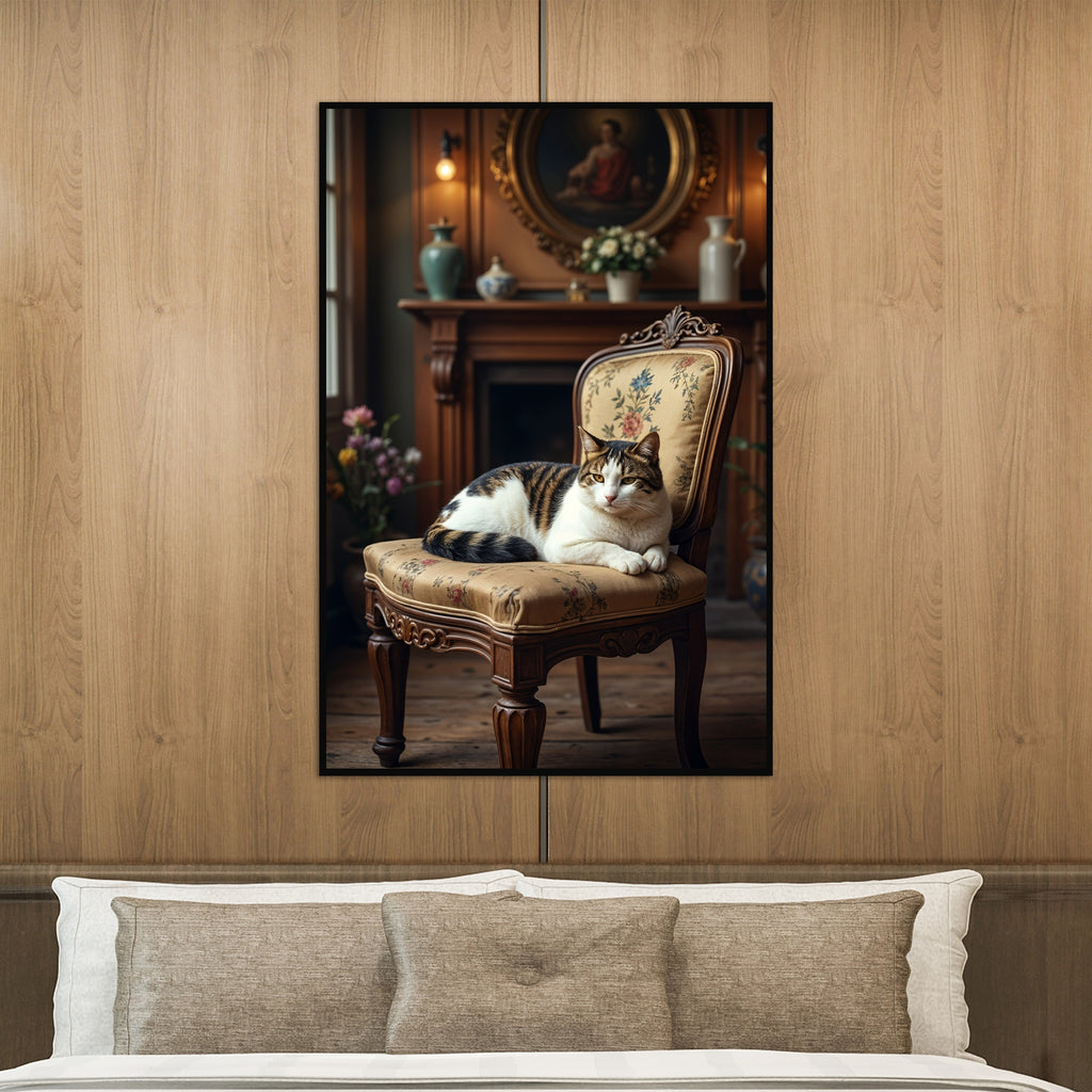 Regal Cat in Vintage Charm - 24x36 - Framed Posters