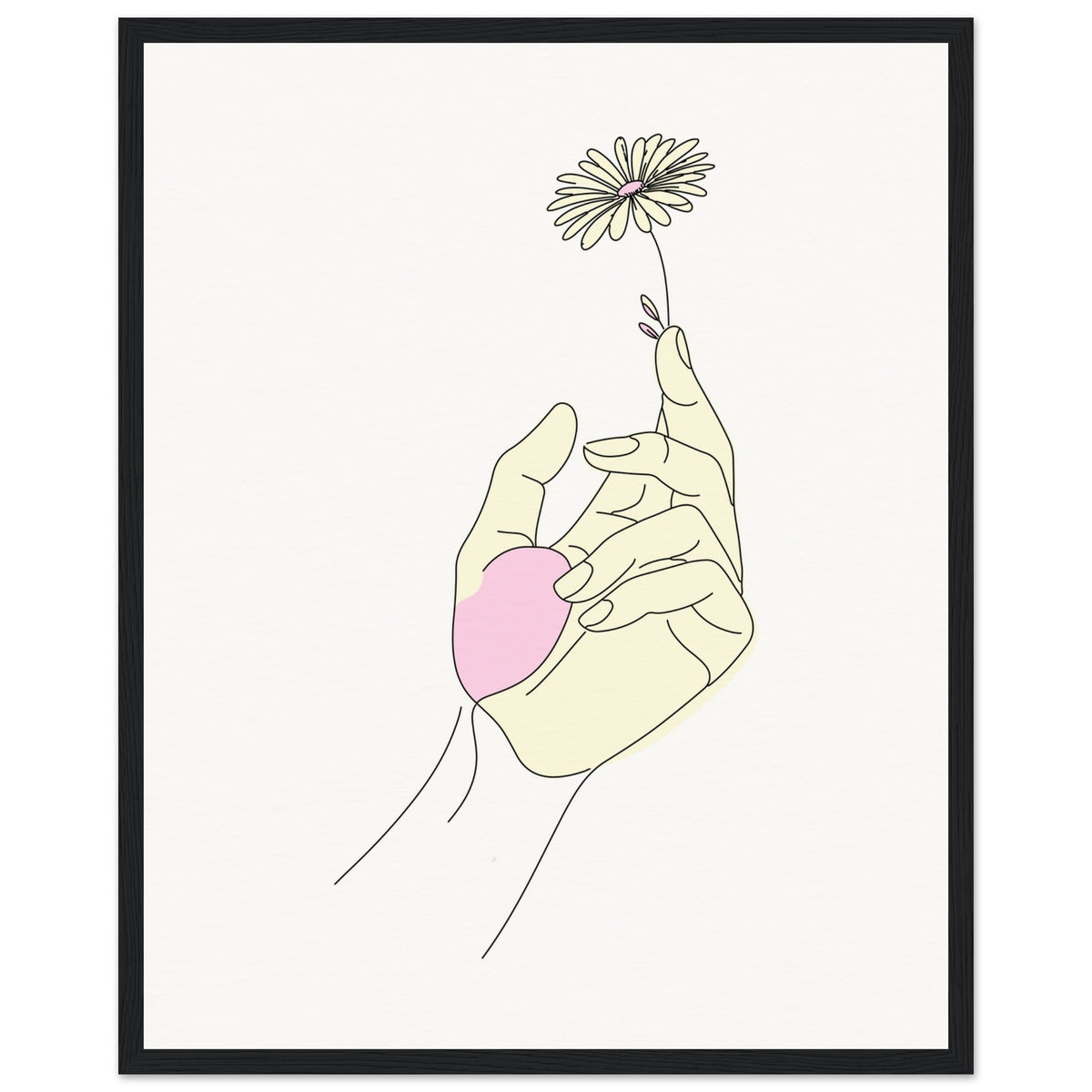 Artistic Grace - Hand & Flower Poster in Pine Wood Frame - - Wooden Framed Posters