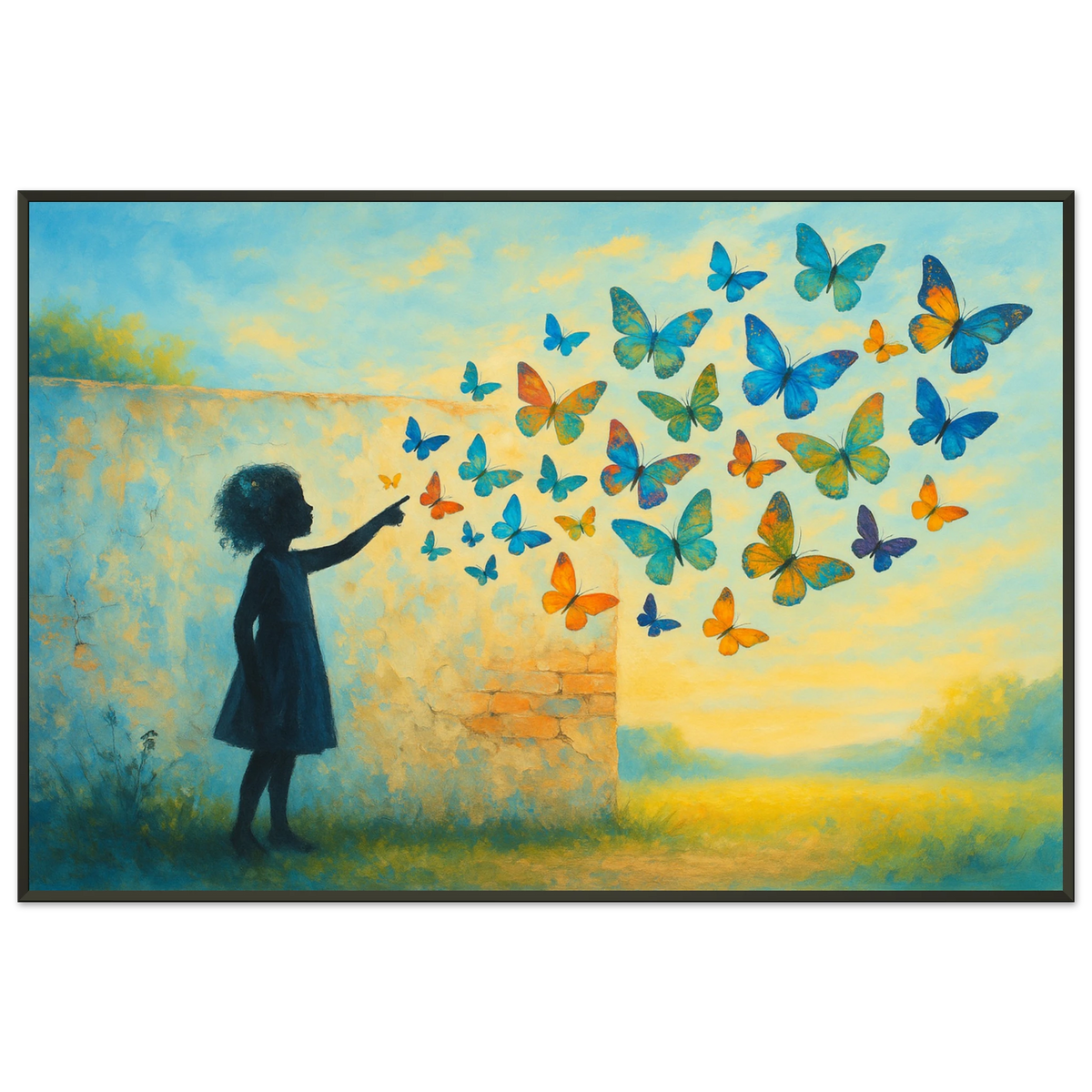 Gift of Wonder – Butterfly Girl Metal Framed Poster - - Metal Framed Posters