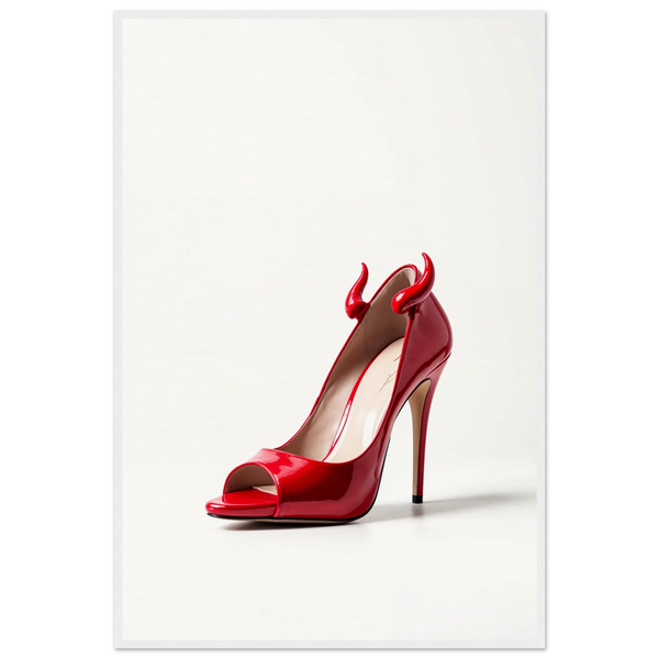 Devil in Red - Iconic Heel Framed Art - - Wooden Framed Posters