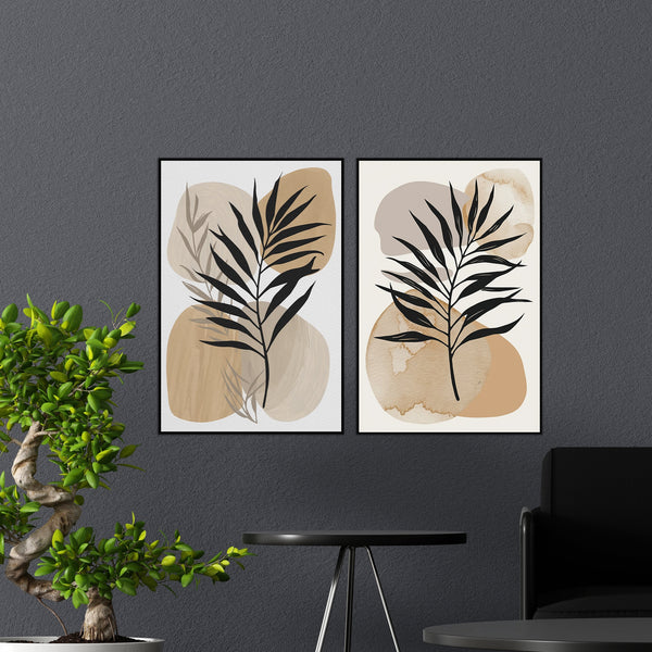 Earth Tones and Silhouettes - Wooden Framed Poster - 24x36 - Wooden Framed Posters