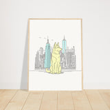 Urban Companion - Dog and Cityscape Art - 45x60 cm 18x24″ Wood frame - Wooden Framed Posters