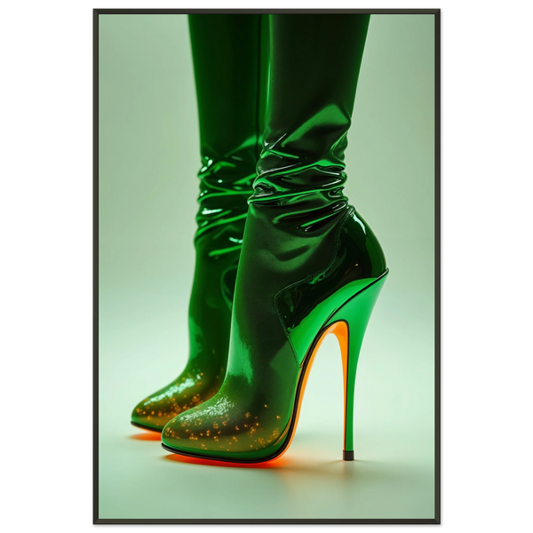 Glam Green Boots Poster – Gift for Fashion Lovers - - Metal Framed Posters