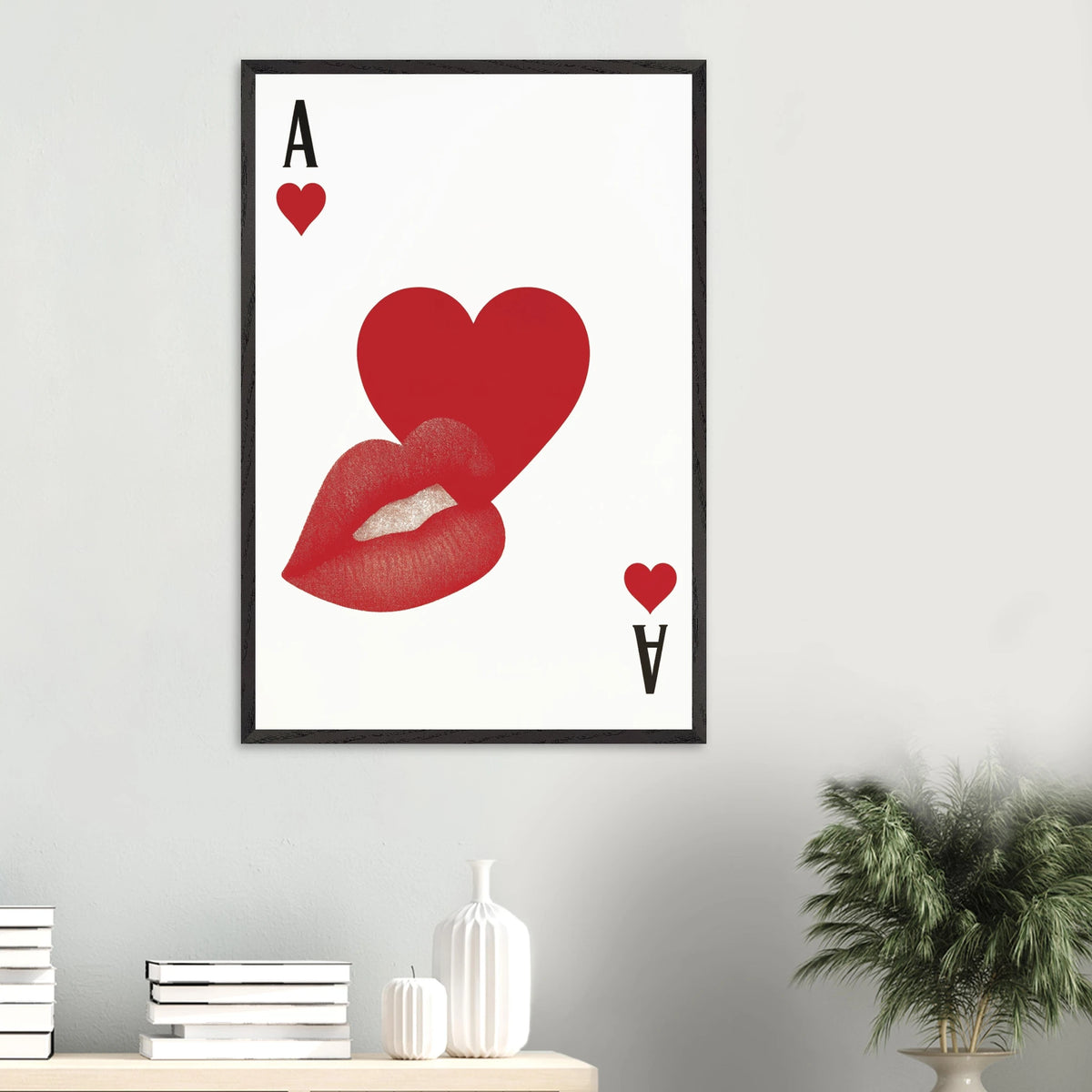 Love Wins Framed Poster – Ace of Hearts Design - Black frame - Wooden Framed Posters