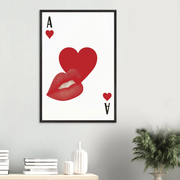 Love Wins Framed Poster – Ace of Hearts Design - Black frame - Wooden Framed Posters