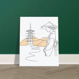 Tranquil Japanese Line Art - Canvas Edition - 40x50 cm 16x20″ - Canvas Prints