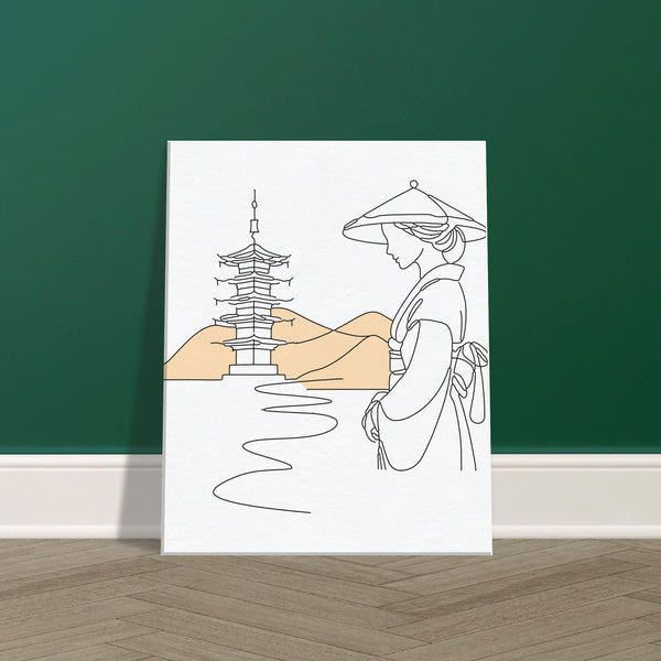 Tranquil Japanese Line Art - Canvas Edition - 40x50 cm 16x20″ - Canvas Prints