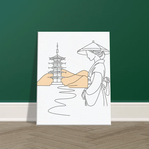 Image of Tranquil Japanese Line Art - Canvas Edition