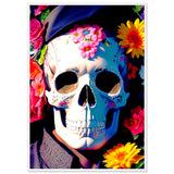 Mystical Bloom - Premium Floral Skull Poster - 70x100 cm 28x40″ White frame - Wooden Framed Posters