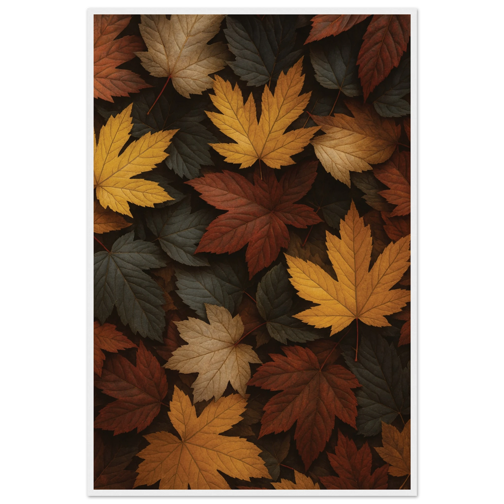 Golden Autumn Leaves - 60x90 cm 24x36″ - Wooden Framed Posters