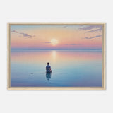 Solitude at Dusk - Peaceful Sunset Reflection - 60x90 cm 24x36″ - Framed Canvas