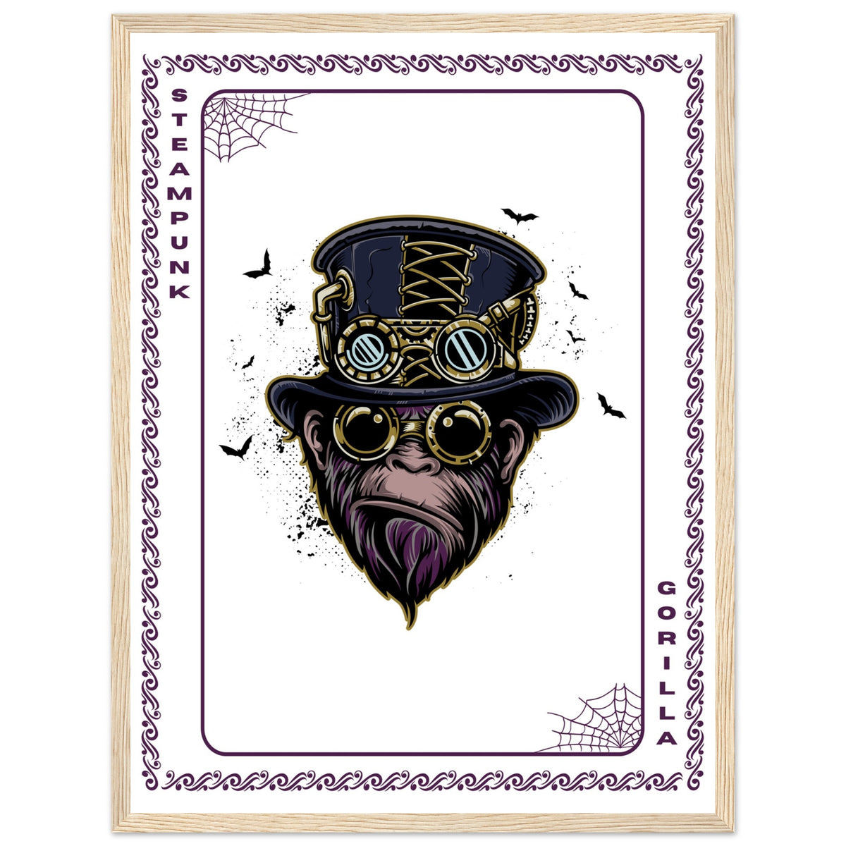 Elevate Your Decor - Steampunk, Funky, and Urban Gorilla Poster Set - 45x60 cm 18x24″ Wood frame Steampunk Gorilla - Wooden Framed Posters