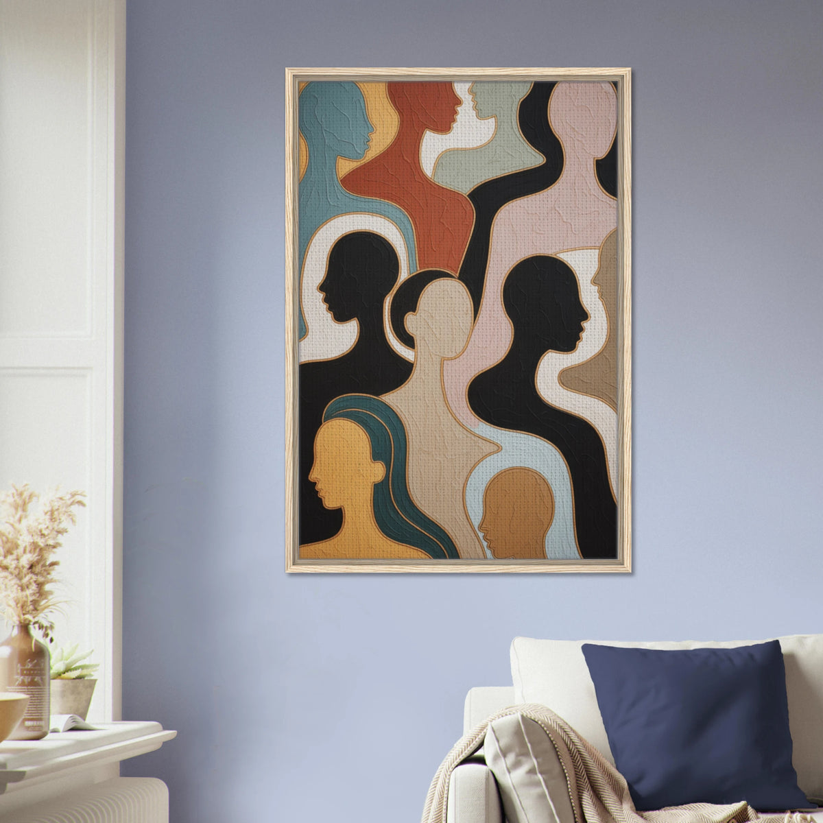 Gift Connections – Abstract Faces Framed Canvas - Wood frame - Canvas