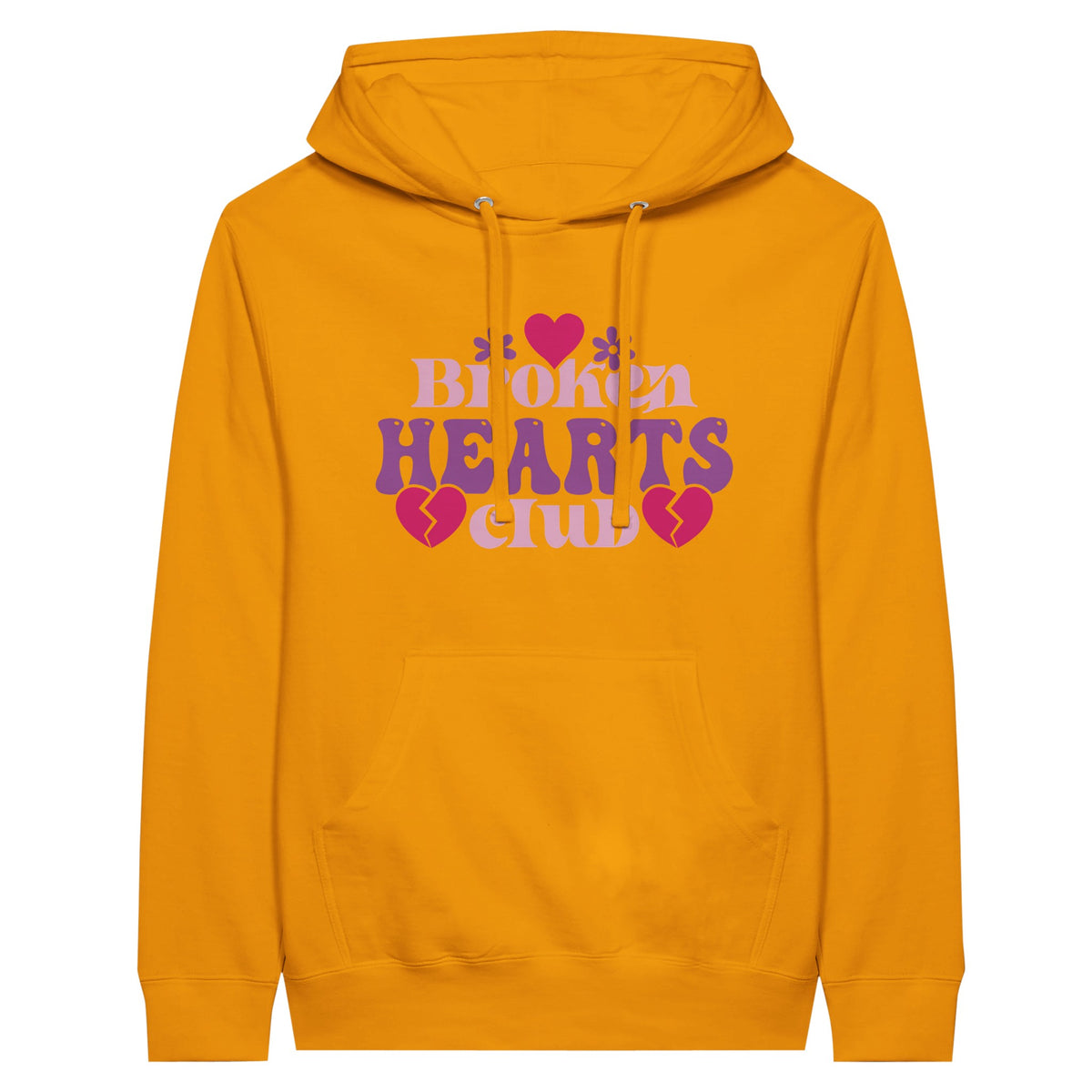 Broken Hearts Club Premium Unisex Pullover Hoodie - Gold M - Pullover Hoodies