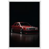 Classic Red Ride – Wooden Framed Poster Gift for Car Lovers - White frame - Wooden Framed Posters