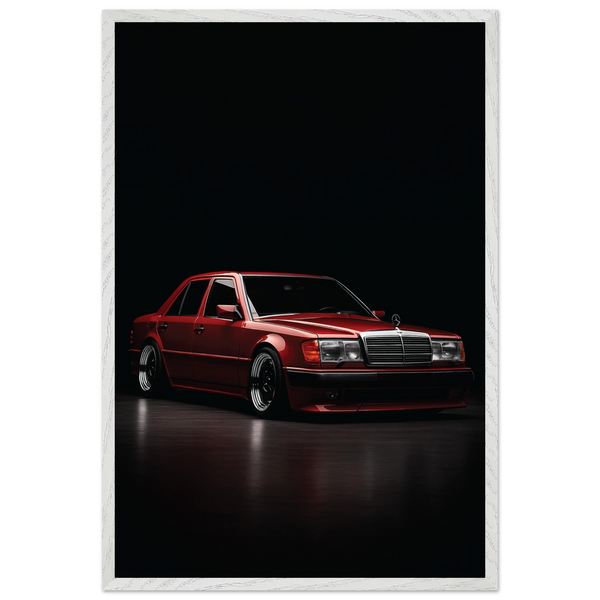 Classic Red Ride – Wooden Framed Poster Gift for Car Lovers - White frame - Wooden Framed Posters
