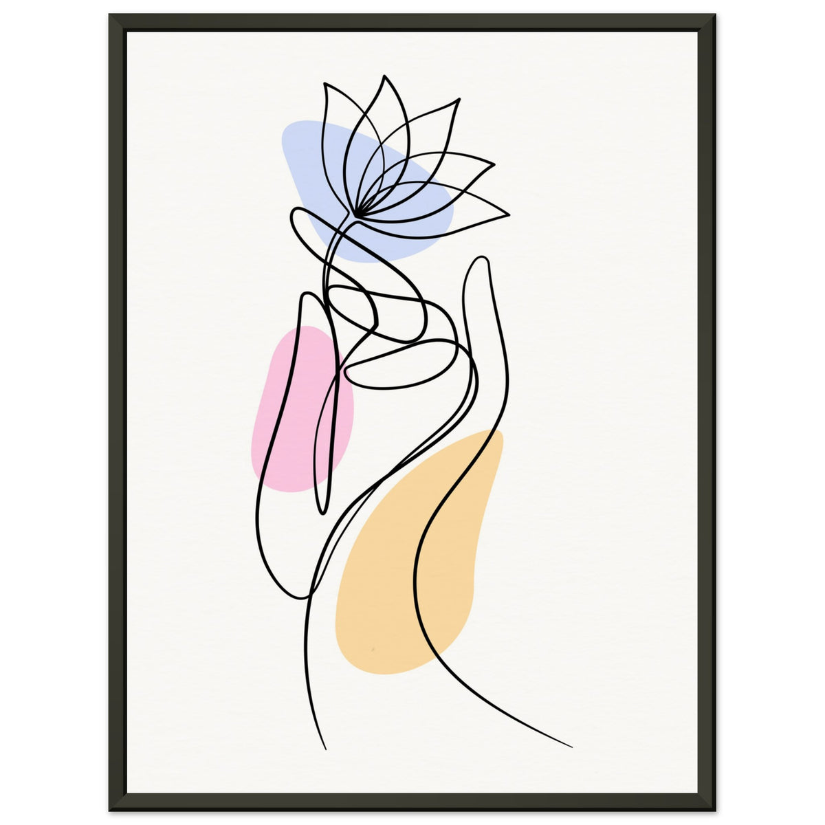 Serenity in Lines - Contemporary Floral Art - 45x60 cm 18x24″ - Metal Framed Posters