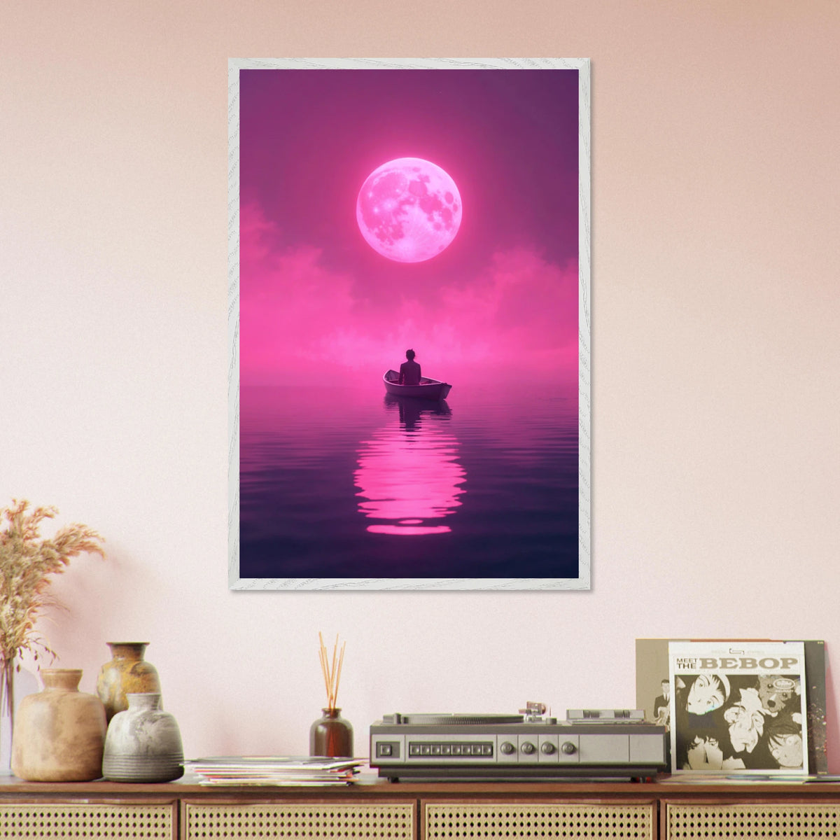 Moonlight Escape – Wooden Framed Poster - White frame - Wooden Framed Posters