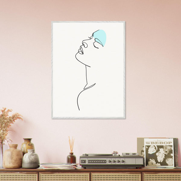 Modern Muse - Abstract Line Art Elegance - 60x80 cm 24x32″ White frame - Wooden Framed Posters